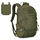 ROOT THREE Mochila táctica de 25 l, 3 días, Molle Ejército Asalto Mochila impermeable al aire libre Mochila de senderismo Pack Bolsa Verde Militar