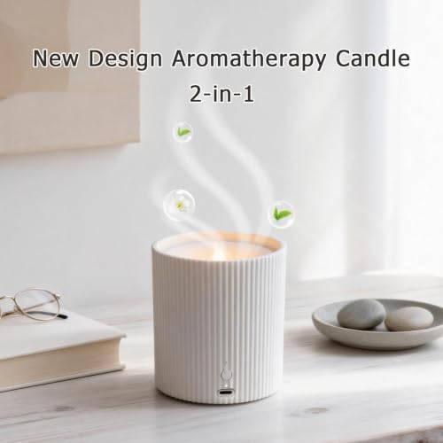 3D Wick and Realistic Flame Candle,USB Line to Use 2 in 1 Waterless Essential Oil Diffuser,Flameless Candle Diffuser Wirth 12PCS Cotton Pads — view 4