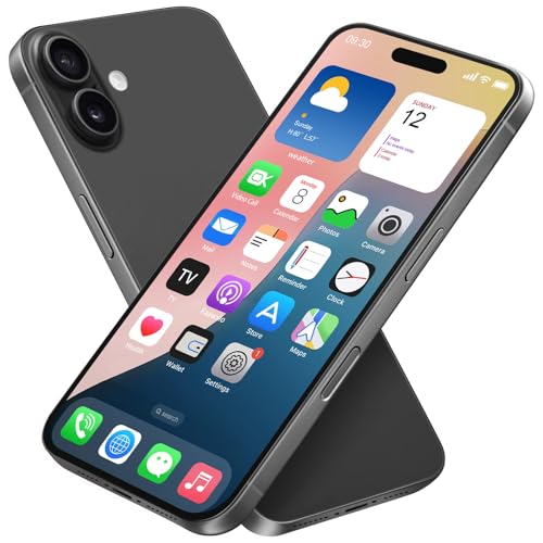 Dummy Fake Phone Model, Looks Like The RealPhone Compatible withPhone 16 Pro Max, for Cellphone Store Display or Send a ToyPhone for Kids (16,Black,The Screen is Printed with Patterns)