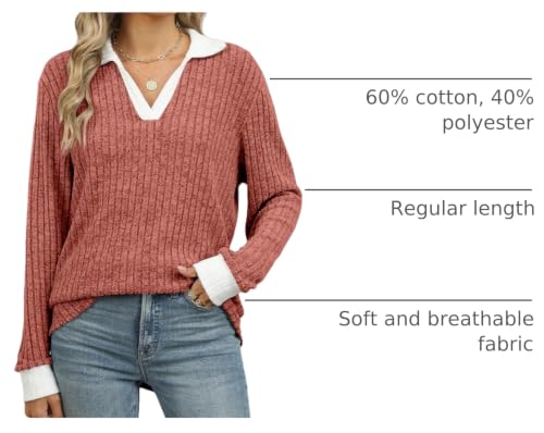 Image of Womens Long Sleeve Shirts Fashion Fall Tops Blouses Sweater Dressy Business Casual Outfits