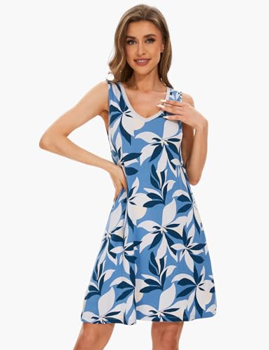 Image of GYS Cooling Bamboo Viscose Nightgowns for Women, Lightweight Sleeveless V Neck Sleep Shirt for Hot Sleepers, Soft Night dress