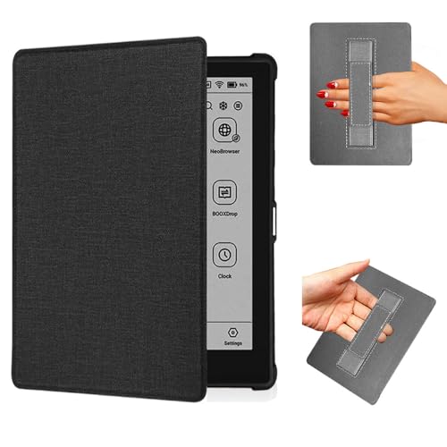 Funda para lector electrónico Onyx Boox Go 6, Poke 6/6S, Poke 5/5S de 6 pulgadas, funda protectora ligera de piel sintética con correa de mano/apagado y encendido automático (negro)