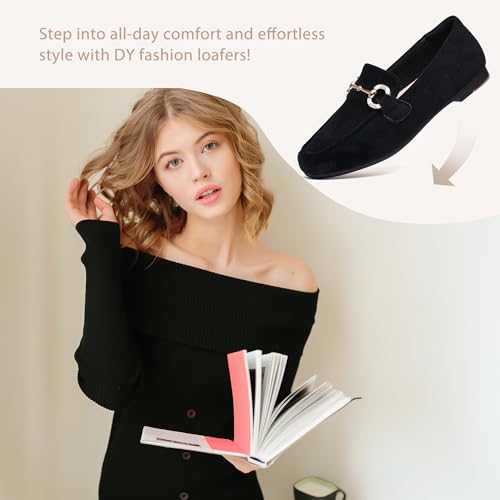 Image of DeYashopin Womens Loafers Shoes Fashion Low Heel Slip on Shoes Comfortable Driving Flats
