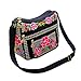 Hobo Crossbody Bags for Women,Vintage Embroidered Boho Purse Hippie Small Shoulder Tote Bag Multi Pocket Handbag (red flowers)