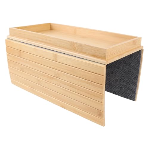 Bandeja de Braço do sofá, Bambu Couch Cup Titular Não Deslizamento Bandeja de Braço de sofá Retangular Não Deslizante, Bandeja de Apoio de Apoio de Braço Destacável para Bebidas,