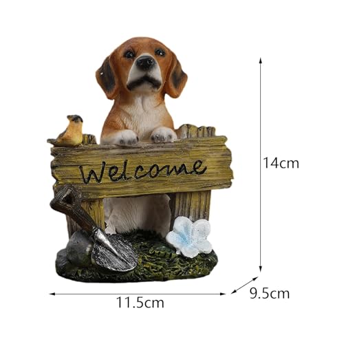 Statue de chien de jardin jaune en résine pour décoration extérieure et ornement de table