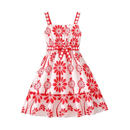Robe d'été décontractée pour filles fleurie sans manches avec boutons