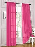Decotex 2 Piece Sheer Voile Light Filtering Rod Pocket Window Curtain Panel Drape Set Available in a Variety of Sizes and Colors (54