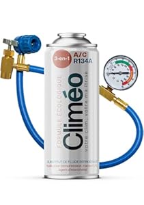 CLIMÉO 3in1 Kältemittelersatz R134a R12 Nachfüllset - Klimaanlage selbst befüllen & warten - Entspricht 625g R134a - Dichtmittel & Öl - PKW Stop Leak & Wartung