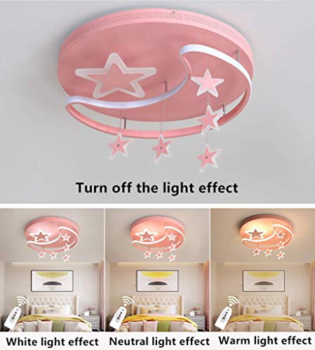 Plafonnier LED rose 52cm dimmable avec télécommande en fer et acrylique design créatif