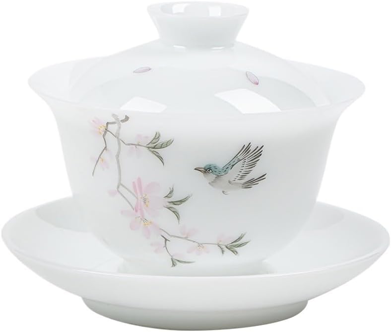Ceramic Gaiwan Tea Bowl White Porcelain Maker with Cover Teacup Chinese Set Supplies