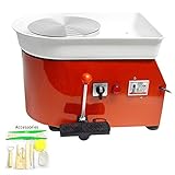 FLBETYY Pottery Wheel Forming Machine 25CM Electric Pottery Wheel DIY Machine for Ceramic Work Clay Art Craft 110V 350W (Orange)