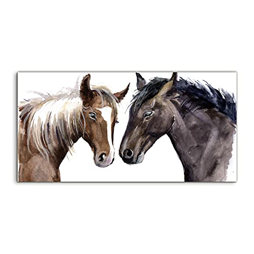Cadre Acryl Murale Salon et Chambre Style Campagne Chevaux 120x60