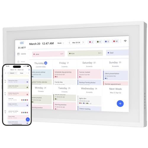 HoziRes Digitaler Kalender, 25,7 cm/10,1 Zoll Smart Elektronischer Kalender & Aufgabenmanagement, 2025 Familienplan 1920 x 1080 IPS Touchscreen Display für Hause Organisation, Digitaler Bilderrahmen