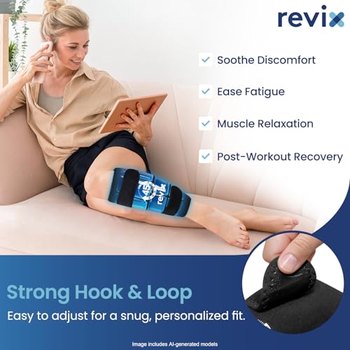 Image of REVIX Shin Splints Relief Ice Pack, 45-Min Long Lasting Leg Ice Pack Wrap | Reusable Gel Cold Pack Compression Sleeve for Leg, Calf, Arm Recovery, 360 Full Coverage Calf Ice Pack Wrap for Knee & Elbow