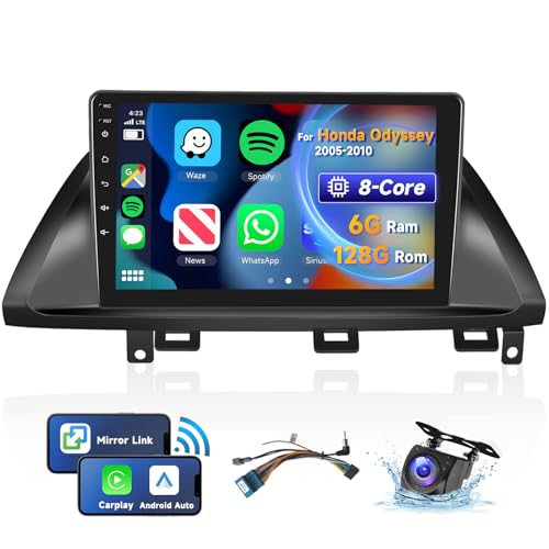 [8 CORE 6G+128G] for Honda Odyssey 2005-2010 Car Radio with Wireless Carplay/Android Auto, 10.1 Inch Android 13 IPS Touch Screen Car Stereo, Bluetooth, GPS Navi, WiFi, SWC, DSP + Backup Camera