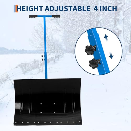 Snow Shovel for Driveway,Heavy Duty Push Snow Plow 29.1 Wx 14.2 H,Ergonomic Snow Pusher Shovel with Wheels with Snow Removal Adjustable Angle & 5-Level Height Handle by Garvee - Image 5