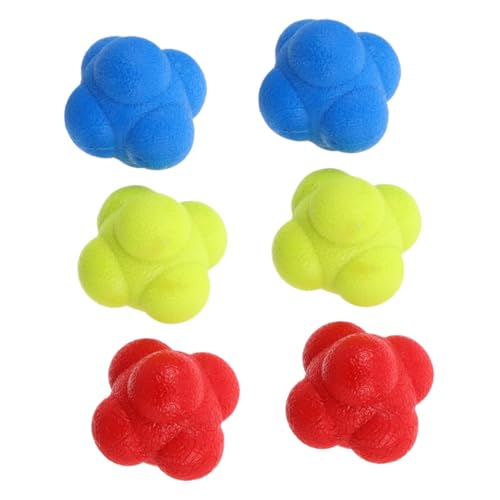 Abaodam Hand Eye Coordination Training Balls 6pcs Hexagonal Hockey Training Equipment Improve Reflexes Fitness Reaction Ball for Sports