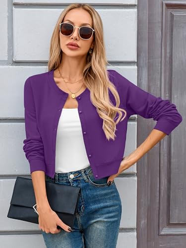 Image of Heymoments Women's Thin Shrugs Long Sleeve Lightweight Cropped Tops Open Front Cardigan for Dress S-2XL