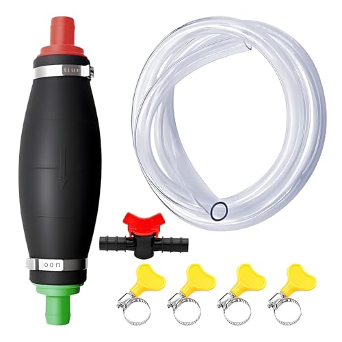 Bomba de agua manual, con manguera de PVC resistente a combustibles 2m incl. tapón, regulador, bomba de transferencia con función de vacío, bomba manual de gasolina para gasolina, diésel y aceite