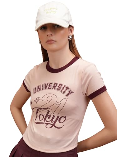 Image of Tokyo Talkies Women's Letter Print Fitted Crop top
