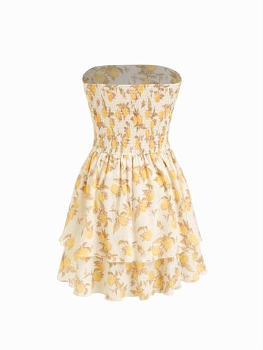 Image of CIDER Women's Summer Cocktail Dress - Tube Ruched Ruffle Mini Dress | Strapless, Country Concert, Western Cowgirl Outfits