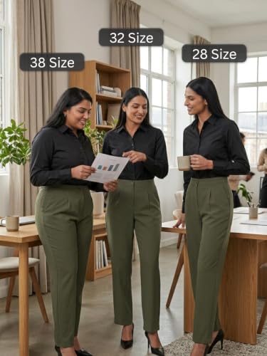 Image of Leriya Fashion Formal Pants for Women Office Wear |Trousers for Women - Straight Pants for Woman Formal Pant for Woman, Stretch Lycra Workwear Trousers