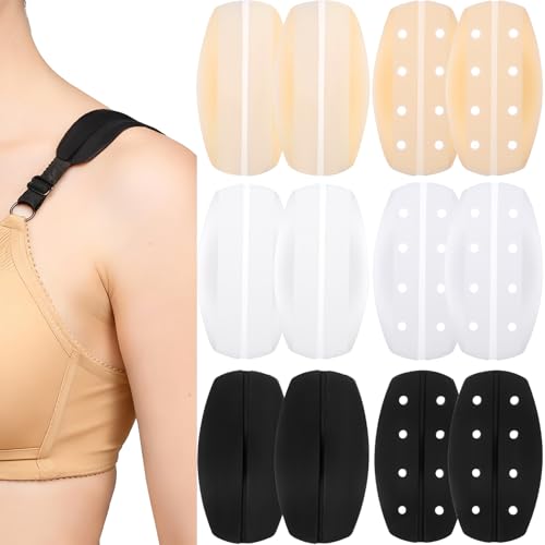 APLZGMG 12Pcs Silicone Bra Strap Cushions, Non-Slip Shoulder Pads to Prevent Slipping & Ease Shoulder Discomfort, Soft Gel Strap Holders for Women