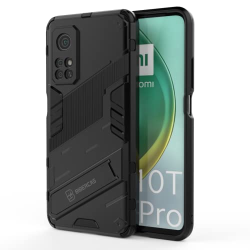 EASSGU Custodia per Xiaomi MI 10T 5G / Xiaomi MI 10T Pro 5G (6.67' Inches), con Cover Protettiva in Armor Silicone Antiurto per PC Kickstand - Nero