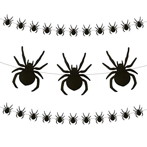 Oblique Unique® Spinnen Girlande mit ca. 28 Spinnen 3m Schwarz Deko für Halloween Party Fasching Karneval Dekoration zum Gruseln und Erschrecken