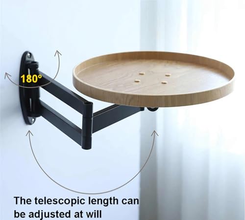Table pliante murale pour petits espaces | Bureau flottant rond télescopique bois