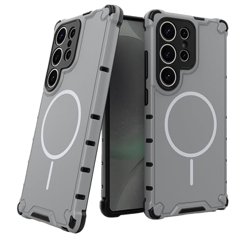 Samsung Galaxy S26 Ultra / S26 Plus / S26 �p �}�O�l�b�g�P�[�X�AMagSafe�Ή��A�~���^���[�O���[�h�ϏՌ��A�X���� �}�b�g�d�グ �ی�J�o�[�A�Ϗ��E�ϗ���(Gray,S26)