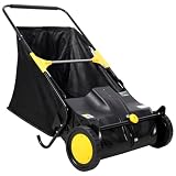 Raccoglitore di foglie, spazzatrice a spinta con 4 spazzole rotanti, spazzatrice da giardino resistente per erba e foglie secche, grande, 3,5 Cu. Ft. Raccolta tramoggia sacchetto, facile da spingere