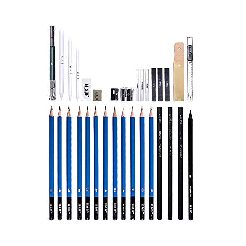Kiboule 32 pçs/conjunto Kit de desenho profissional Lápis de esboço Ferramentas de pintura de esboço