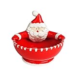 binsakao Cuenco de cerámica para caramelos de Papá Noel, cuenco decorativo de Navidad para dulces y galletas