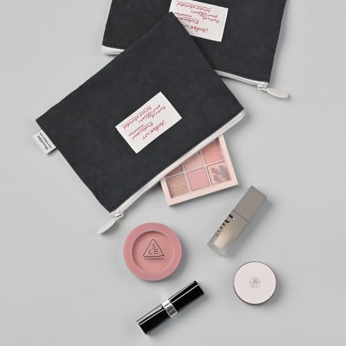 Image of Monolike Archive 247 Faded Flat Pouch, Dark Gray - Makeup Bag, Cosmetic Bag, Travel Bag, Toiletry Bag, Organizer, Storage Bag