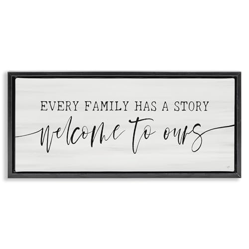 Family Story Welcome Sign, 13 x 30 Inch Canvas in Floater Frame