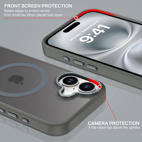 Coque iPhone 16 Plus compatible MagSafe grise translucide - 5