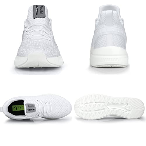Feethit Mens Slip On Walking Shoes Blade Tennis Shoes Non Slip Running Shoes Lightweight Workout Shoes Breathable Mesh Fashion Sneakers All White Size 8.5 #TOP3
