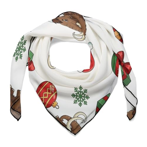 DGTXWIT Silk Scarfs Mammoth Santa Hat Christmas Snow Square Scarves 27