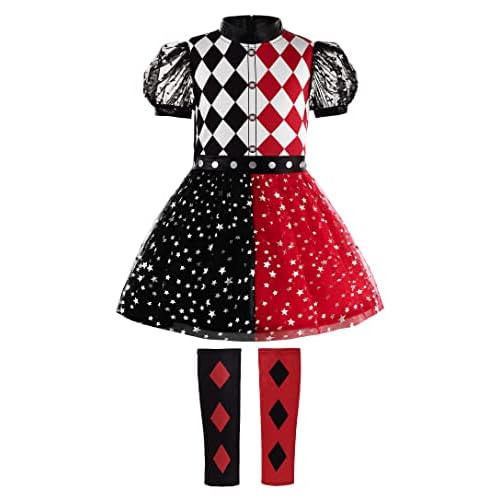 ReliBeauty Disfraz Harlequin Niña Disfraces Joker para Niñas Halloween Carnaval, 120