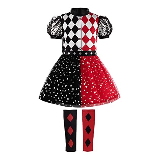 ReliBeauty Disfraz Harlequin Niña Disfraces Joker para Niñas Halloween Carnaval, 120