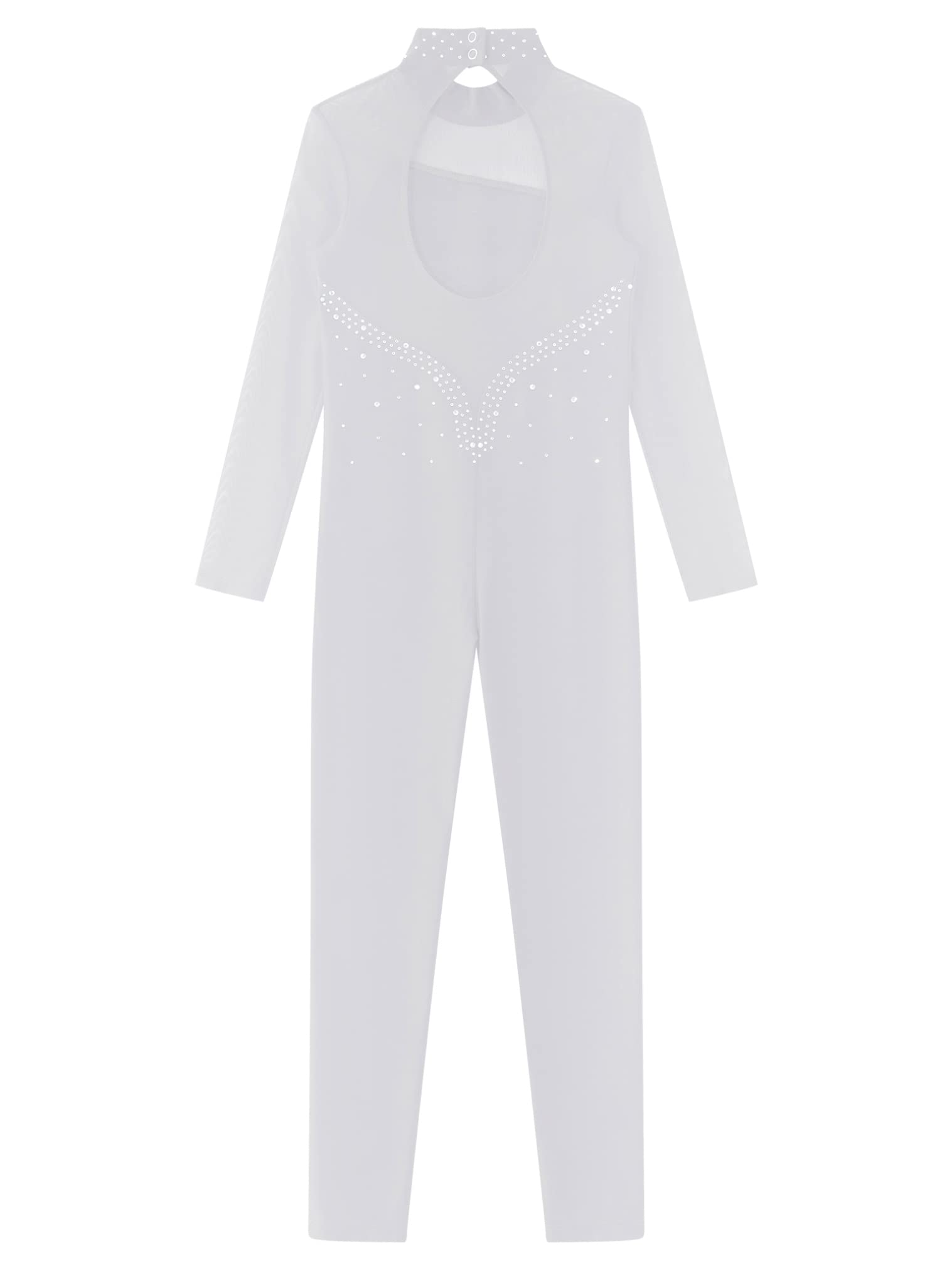 JEATHA Maillot de Danza Ballet para Niña Manga Larga con Pedrería Brillante Leotardo Gimnasia Rítmica Patinaje Elástico Mono de Deportivo Fitness Yoga