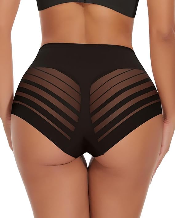 Sexy Mesh Tummy Control Panties For Women Stripe Lace Seamless Tummy Control Underwear No Show Lower Belly Shapewear - Image 2