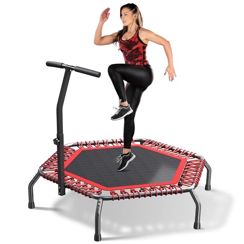 HYD-Parts 48" Hexagonal Trampoline, Rebounder Trampoline for Adults with T-Adjustable