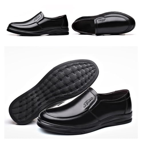 Men's Genuine Leather Slip-On Platform Dress Loafers Classic Round Toe Comfortable Non-Slip Business Casual Dress Work Shoes for Office Party Prom4