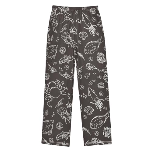ZZXXB Retro Lobster Fish Boys Long Pants Soft Trousers Elastic Waist Kids Lounge Bottoms with Pockets S-XL