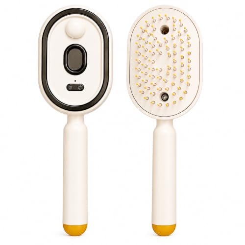 Electric Steam Brush for Hair Steam Hair Brush with Water Spray Rechargeable Detangling Hair Brush for Curly Thick Straight and Wavy Hair Helps Reduce Static White