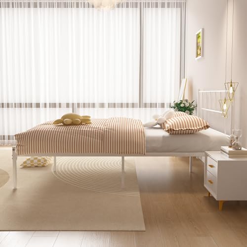 VECELO Twin Metal Platform Bed Frame with Headboard, Heavy Duty Steel Slat Support, Under Bed Storage,No Box Spring Needed, Easy Assembly by VECELO - Image 9