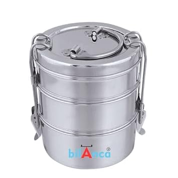 Stainless Steel Tiffin Lunch Box 3 Compartment Three Tier Clipper Food Grade Steel for Office School Kids Men Women